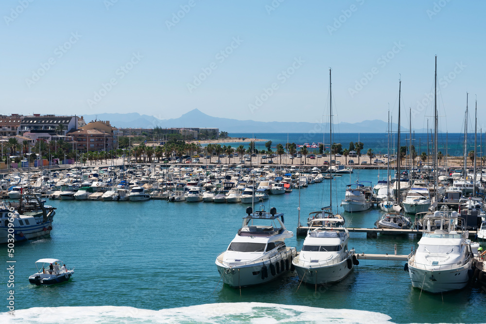 boats in the Port of Denia. Alicante. Valencian Community. Spain. Europe. July 1, 2021	
