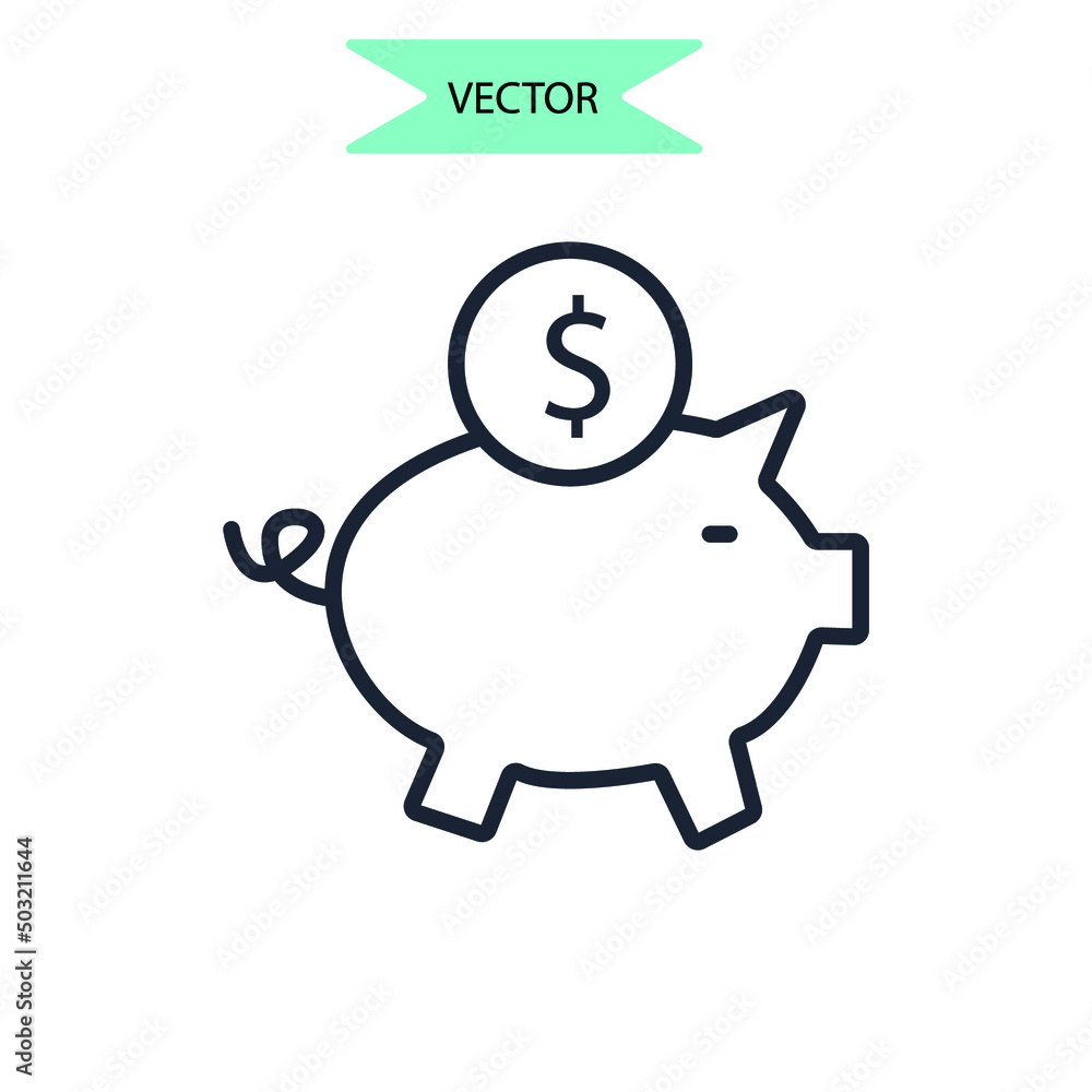 saving money icons symbol vector elements for infographic web saving money icons symbol vector elements for infographic web
