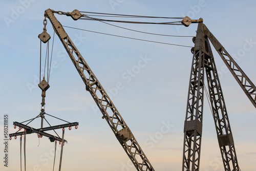 Historic pulley crane jib, steel construction photo