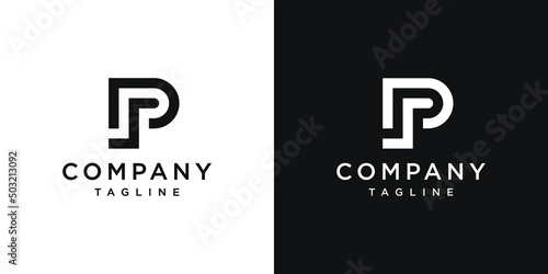 Creative Letter PS Monogram Logo Design Icon Template White and Black Background