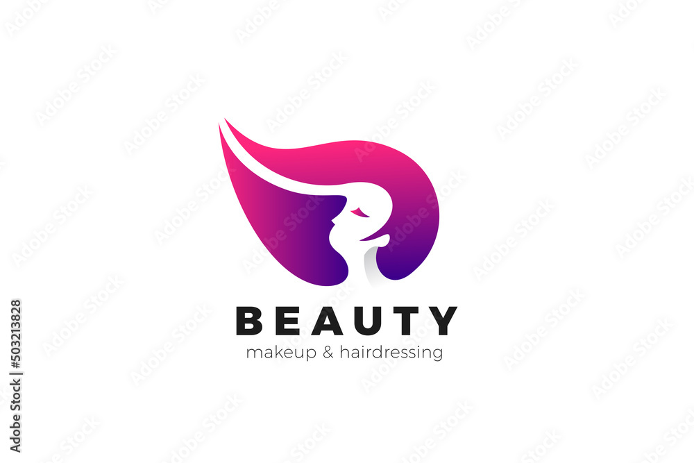 Woman Girl Logo Design Vector template Negative space style. Beauty Salon Hairdressing Cosmetics SPA Logotype concept. Woman Girl Logo Design Vector template Negative space style. Beauty Salon Hairdressing Cosmetics SPA Logotype concept.