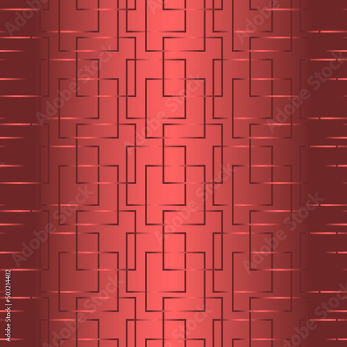 Geometric red seamless pattern with square gradient lines. Red repeating elegant abstract texture. Seamless vector illustration.