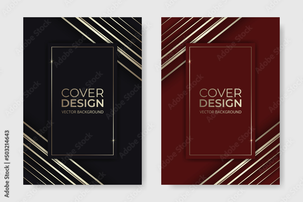 Vector cover design. Abstract red black and gold luxury elegant brochure in A4 size flyer design. Vertical orientation front page of A4 format. Cover design template. Vector illustration Vector cover design. Abstract red black and gold luxury elegant brochure in A4 size flyer design. Vertical orientation front page of A4 format. Cover design template. Vector illustration