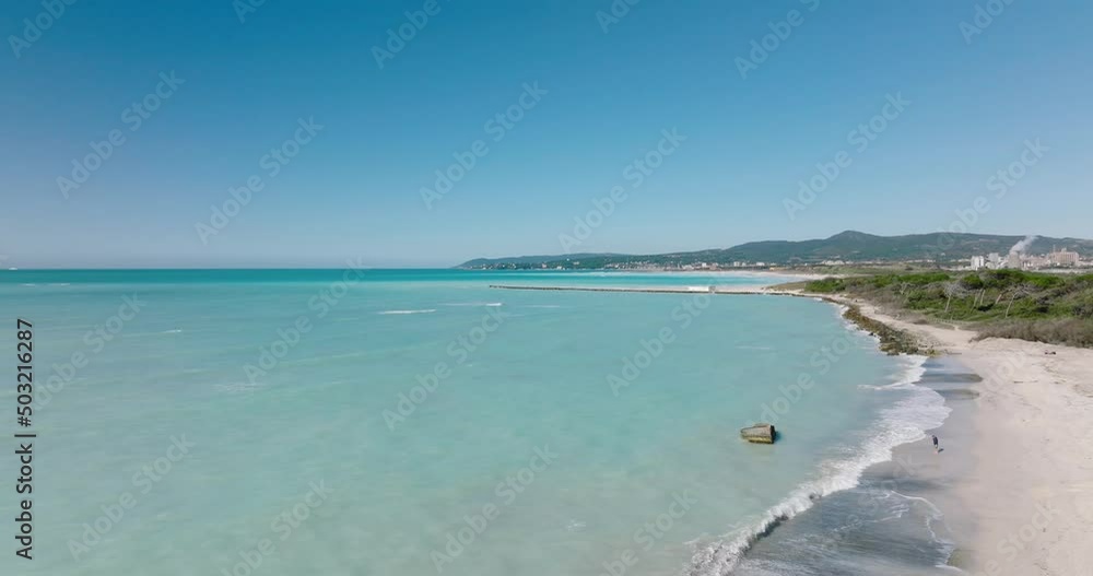 Beautiful sea shore in Italy. Aerial view of Mediterranean sea. Tropical beach Beautiful sea shore in Italy. Aerial view of Mediterranean sea. Tropical beach