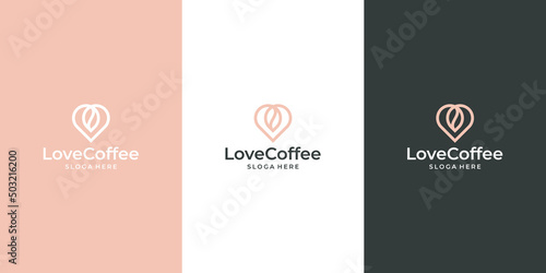 a combination of heart logo design and coffee bean logo with professional lines.