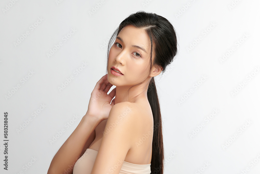 Beautiful young asian woman with clean fresh skin on white background, Face care, Facial treatment, Cosmetology, beauty and spa, Asian women portrait. Beautiful young asian woman with clean fresh skin on white background, Face care, Facial treatment, Cosmetology, beauty and spa, Asian women portrait.