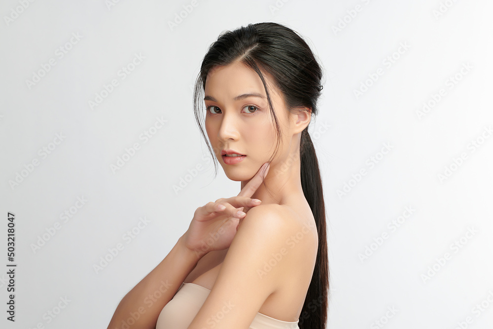 Beautiful young asian woman with clean fresh skin on white background, Face care, Facial treatment, Cosmetology, beauty and spa, Asian women portrait. Beautiful young asian woman with clean fresh skin on white background, Face care, Facial treatment, Cosmetology, beauty and spa, Asian women portrait.