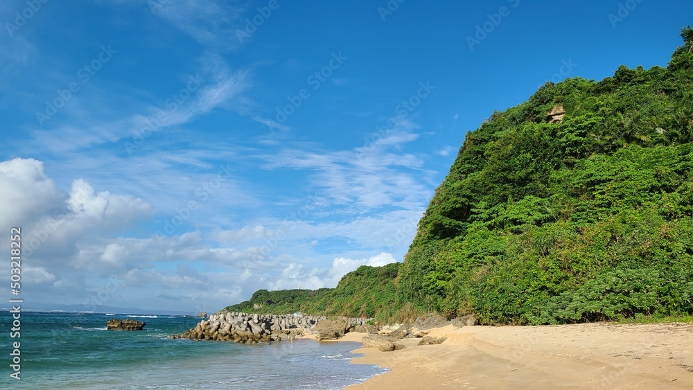 Fototapeta premium 海辺のビーチと山