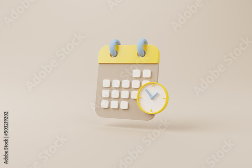 Calendar deadline or event reminder notification icon notice. 3d rendering illustration