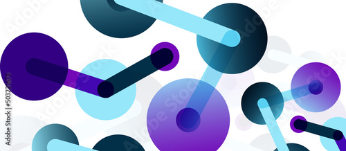 Abstract background. Round dots connected by lines. Trendy techno business template for wallpaper, banner, background or landing