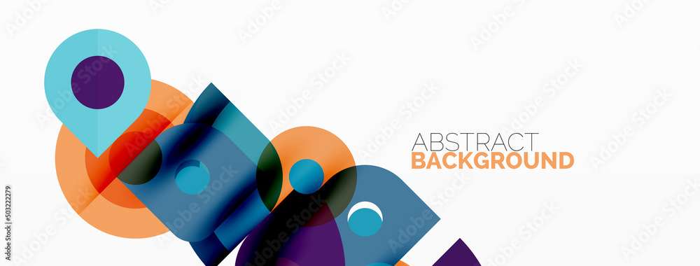 Colorful round shapes, circles and triangles background. Minimal geometric template for wallpaper, banner, presentation Colorful round shapes, circles and triangles background. Minimal geometric template for wallpaper, banner, presentation