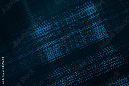 dark abstract digital background: damaged screen matrix with interference of monitor and camera matrices