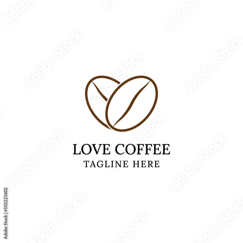 Love Coffee Bean Logo Template Design Vector Illustration