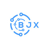 BJX technology letter logo design on white  background. BJX creative initials technology letter logo concept. BJX technology letter design.
