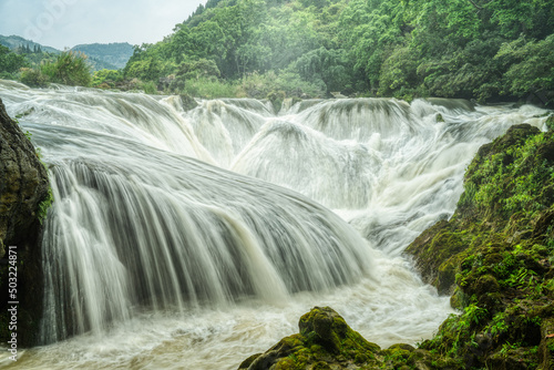 The Huangguoshu waterfall in Anshun  Guizhou  China. Long exposure photography.
