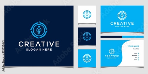 Creative compass logo icon and business card design