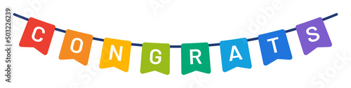 Congrats word on carnival garland banner. Vector illustration photo