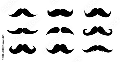 Mustache icon set in different design. Mustache icon collection.
