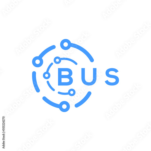 BUS technology letter logo design on white  background. BUS creative initials technology letter logo concept. BUS technology letter design. photo