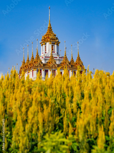 Wat Ratchanaddaram Worawihan It is a unique temple in Thai architecture It is a beautiful and famous old tourist attraction. Located in Bangkok, Thailand photo