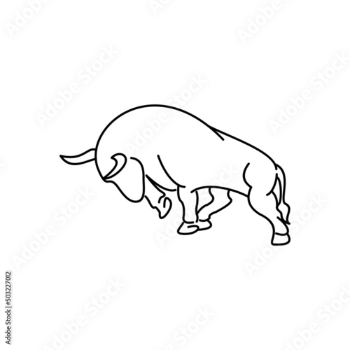 Minimalist Line Art Bull Logo