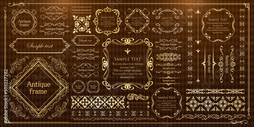 装飾デザイン　美しい額　フレームデザイン　テンプレート　アンティーク　ビンテージ　ラグジュアリー