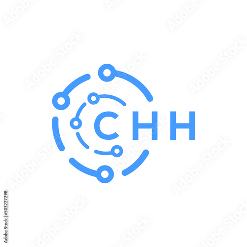 CHH technology letter logo design on white  background. CHH creative initials technology letter logo concept. CHH technology letter design. photo