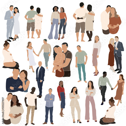 Diversity group of working people, diverse business men and women avatar icons. Vector illustration of people flat design characters.