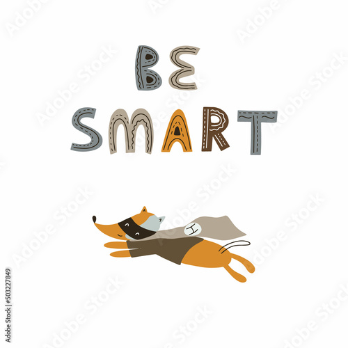 Cute animal superhero dog with cape and mask. Vector illustration isolated on white background for your design