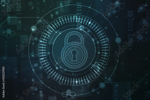 Wallpaper Mural Digital Padlock on abstract technology background, Technology security concept. Modern safety digital background. Protection system, Cyber Security and safety information, personal data concept Torontodigital.ca