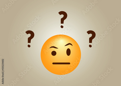 Thinking and upset emoji with question marks
