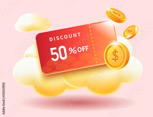 Red Premium VIP Discount Card, Save 50%, Suitable for Chinese Festivals