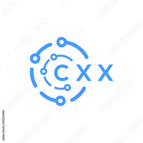 CXX technology letter logo design on white  background. CXX creative initials technology letter logo concept. CXX technology letter design. photo