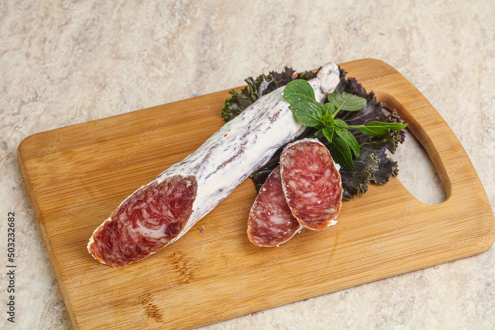 Spanish pork fuet dry sausage