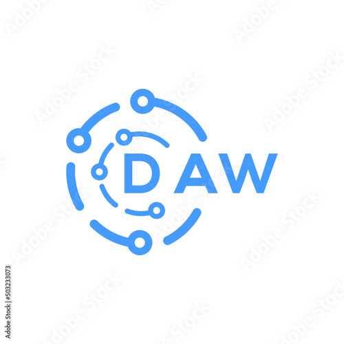 DAW technology letter logo design on white  background. DAW creative initials technology letter logo concept. DAW technology letter design.
