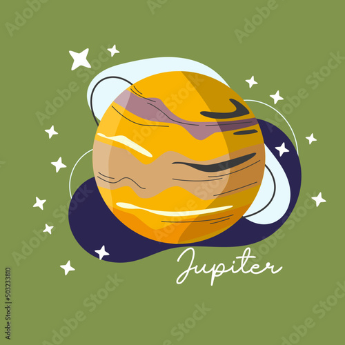 cute style illustration of outerspace galaxy planets