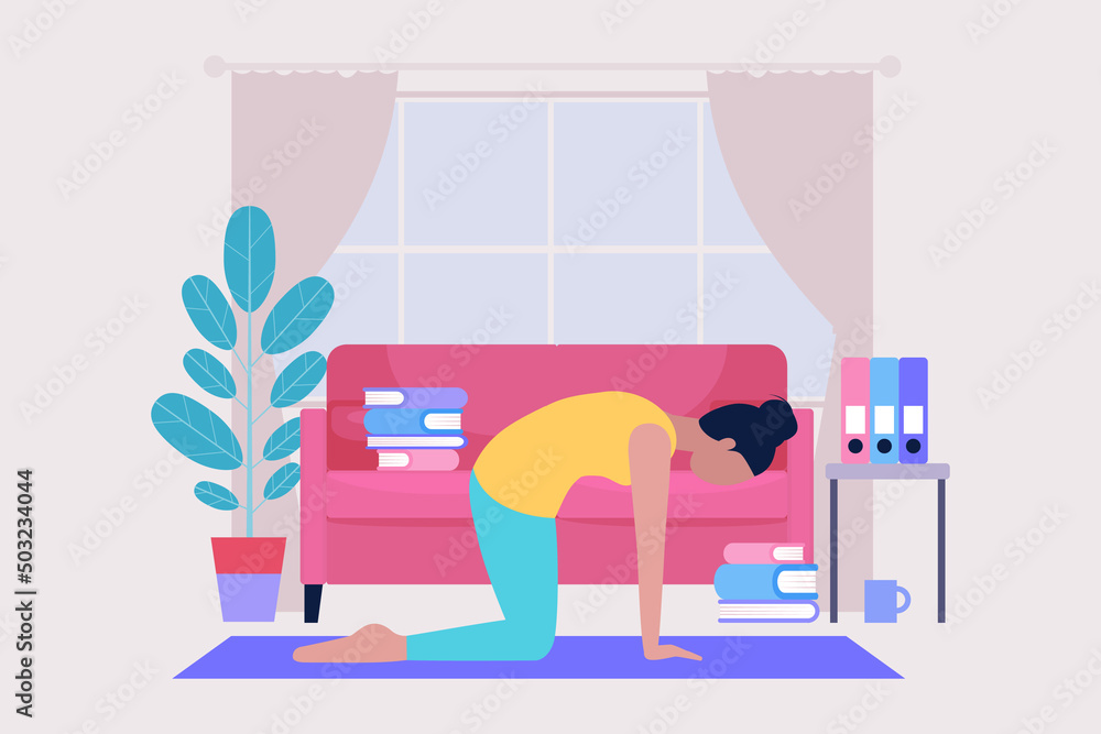 Fototapeta premium Young woman doing yoga at home