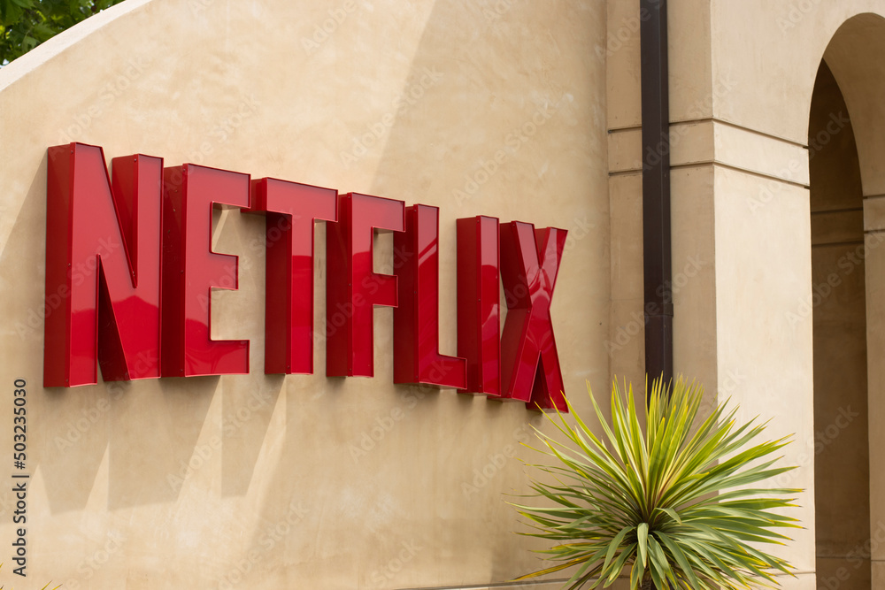 Los Gatos, CA, USA May 5, 2022 Netflix logo is seen at the main