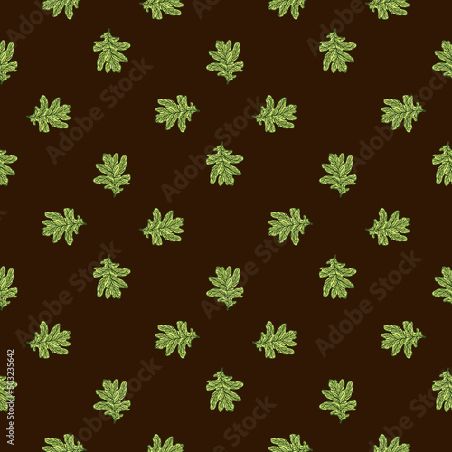 Wallpaper Mural Leaves oak engraved seamless pattern. Retro background botanical with forest foliage in hand drawn style. Torontodigital.ca