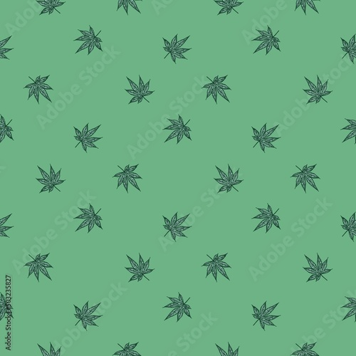 Wallpaper Mural Leaves maple canadian engraved seamless pattern. Vintage background botanical leaf cannabis in hand drawn style. Torontodigital.ca