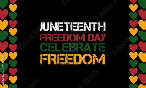 Juneteenth Freedom day, celebrate freedom. Annual African-American holiday celebrated on June 19 vector illustration with hearts pattern