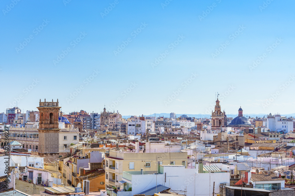 Scenic view of Valencia old town from above