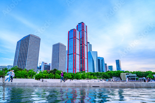 Photography Skyscrapers in Yeouido, the financial business district of Seoul, South Korea ta