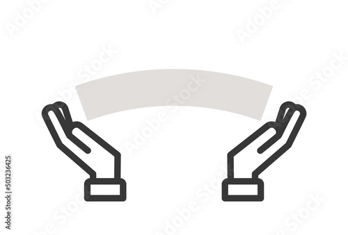 やさしく両手差し出す人の手と帯 - サポート･守る･安心のイメージ素材