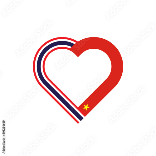 unity concept. heart ribbon icon of thailand and vietnam flags. vector illustration isolated on white background