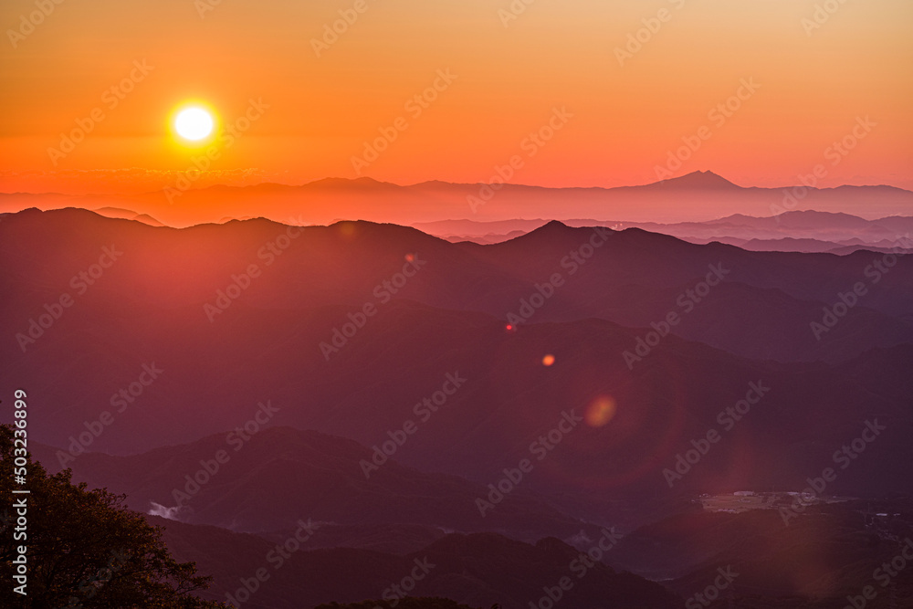 赤城山鳥居峠から見た朝焼け