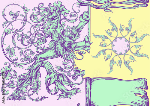 Seamless pattern, background In baroque, rococo, victorian, renaissance style. Trendy frolar vintage pattern in pastel patterns. Vector illustration