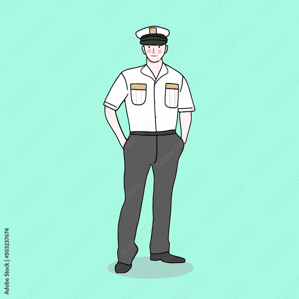 pilot character in uniform illustration