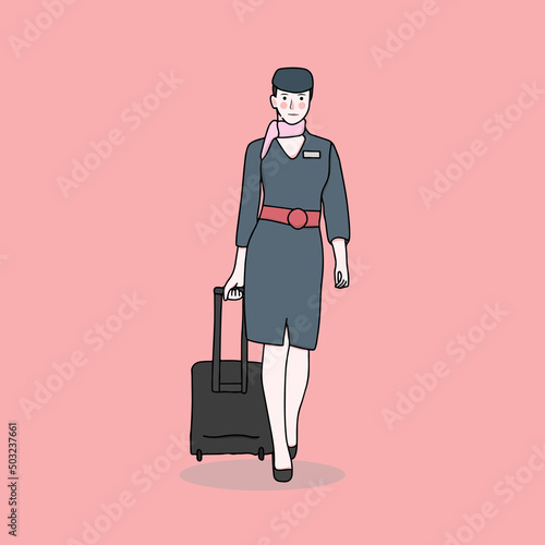 air hostess woman character illustration