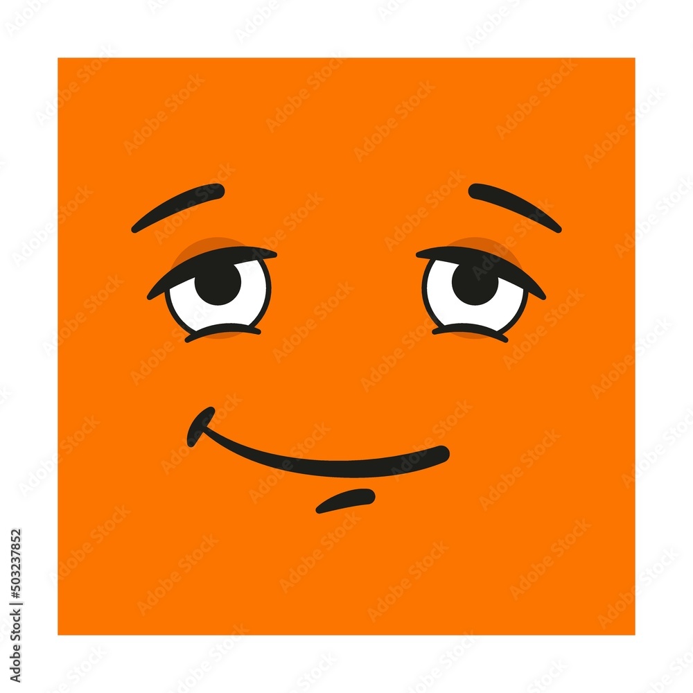 Square Emoticon With Light Ironic Smile Mood And Emotion Cartoon